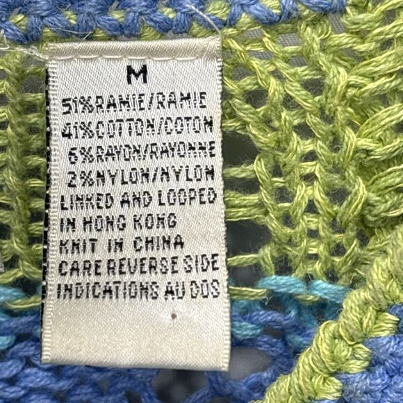 Sigrid Olsen Sport Hand Knit Pastel Cardigan Sweater Women M Ramie Cotton Multi - Picture 6 of 12